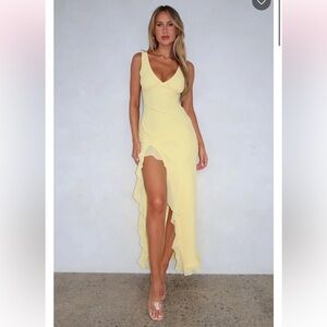 White Fox - Tell Me Everything Maxi Dress (Lemon) NWT